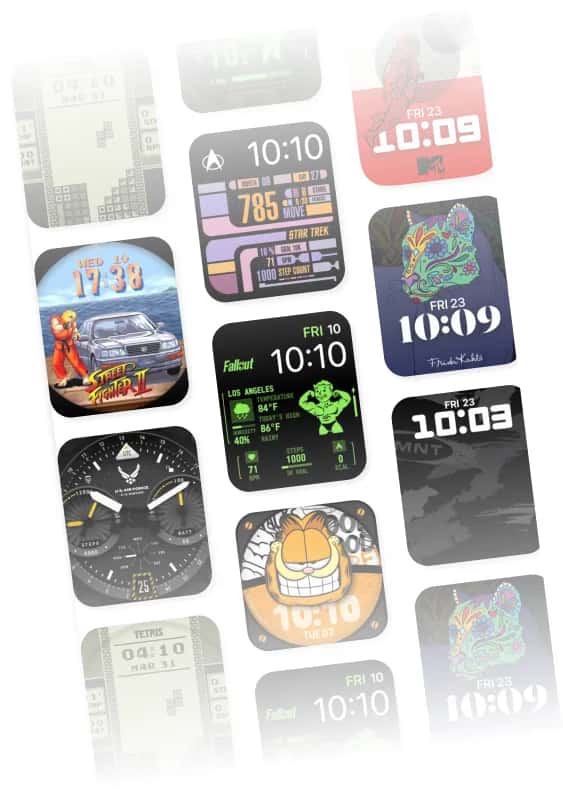 Collage of Drppin digital watch faces
